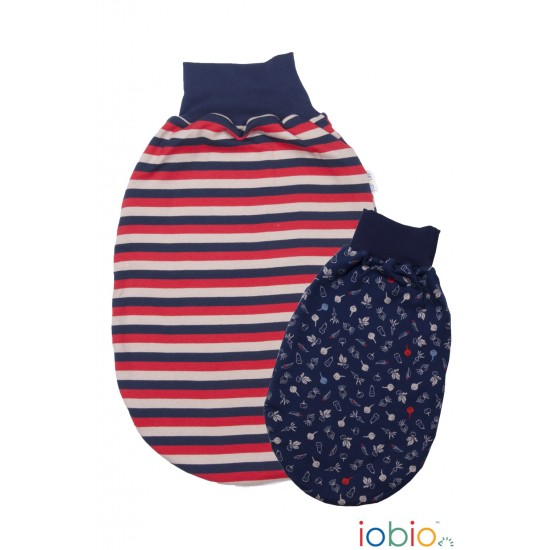 Stripped Red - Iobio Swaddler - Sac de dormit reversibil din bumbac organic 