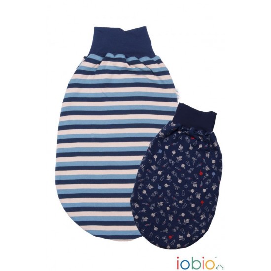 Stripped Blue - Iobio Swaddler - Sac de dormit reversibil din bumbac organic 