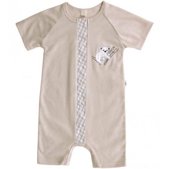 Sand 86/92 - Playsuit din bumbac organic GOTS cu broderie - Iobio 