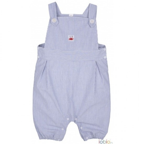 Farmer Fine Stripe Blue 62/68 - Salopeta din bumbac organic - Iobio 