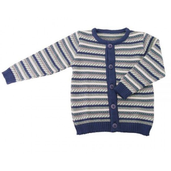 Vintage Blue 74/80 - Cardigan din lana merinos impletita - Iobio - Limited Edition 