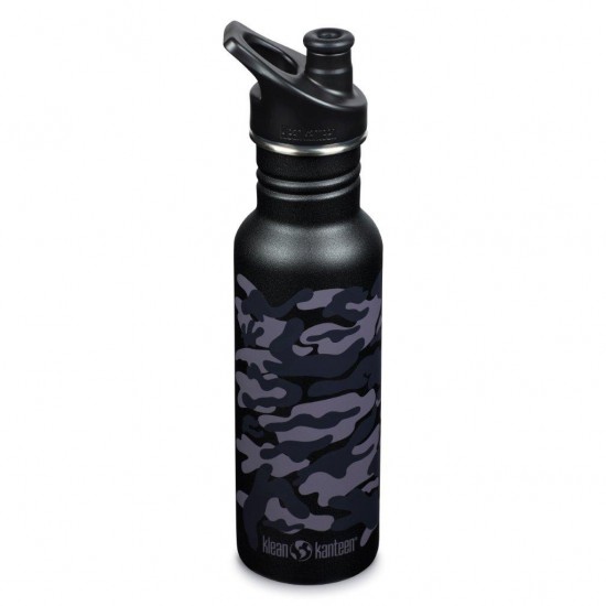 Classic Narrow Black Camo - Recipient din otel inoxidabil 532 ml cu capac sport - Klean Kanteen