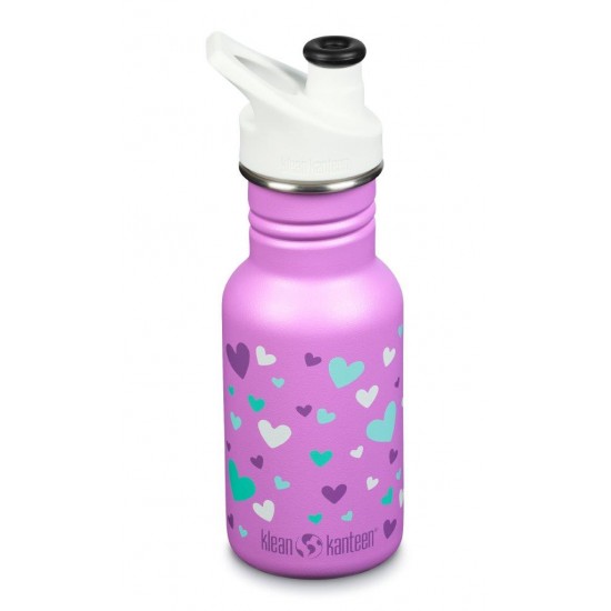 Kid Classic Narrow Orchid Hearts - Recipient din otel inoxidabil 355 ml cu capac sport - Klean Kanteen