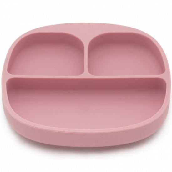 Set de masa silicon Blush - farfurie compartimentata cu ventuza si lingurita 