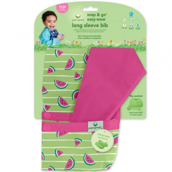 Bavetica multifunctionala cu maneci lungi - Green Sprouts - Green Watermelon 2T-4T