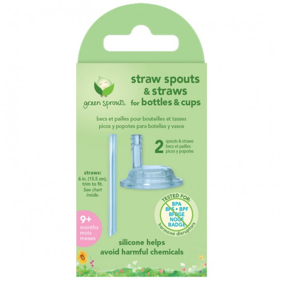 Set 2 rezerve cu pai din silicon pentru cana cu interior din sticla - Green Sprouts 