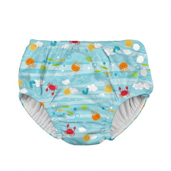 Aqua Sea Friends 6 luni - Slip copii SPF 50+ refolosibil, cu capse Green Sprouts by iPlay