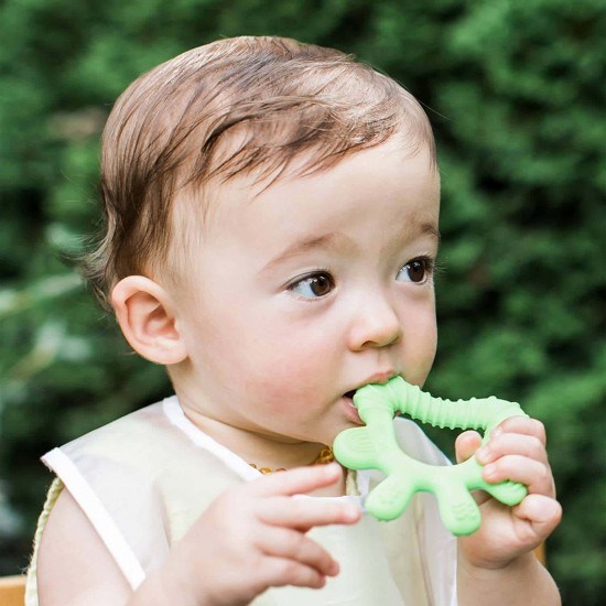 Jucarie pentru dentitie si periuta masaj gingii - Green Sprouts - Green